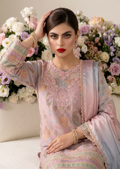 Embroidered Peach Raw Silk Farshi Shalwar Ladies Online in Dubai UAE Abudhabi Ajman Sharjah