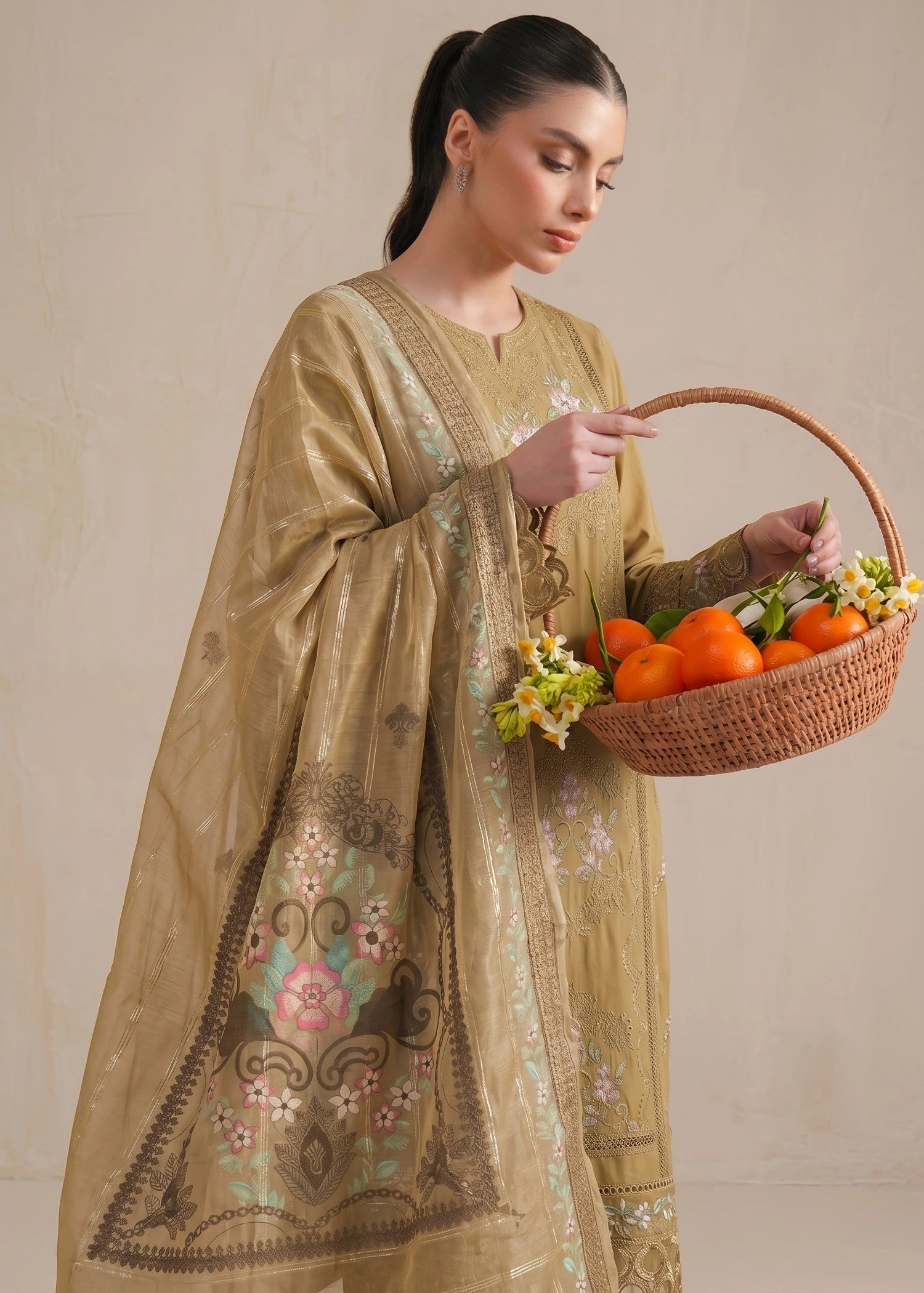 Embroidered Peanut Lawn Kurta Pajama Online in UK USA Canada