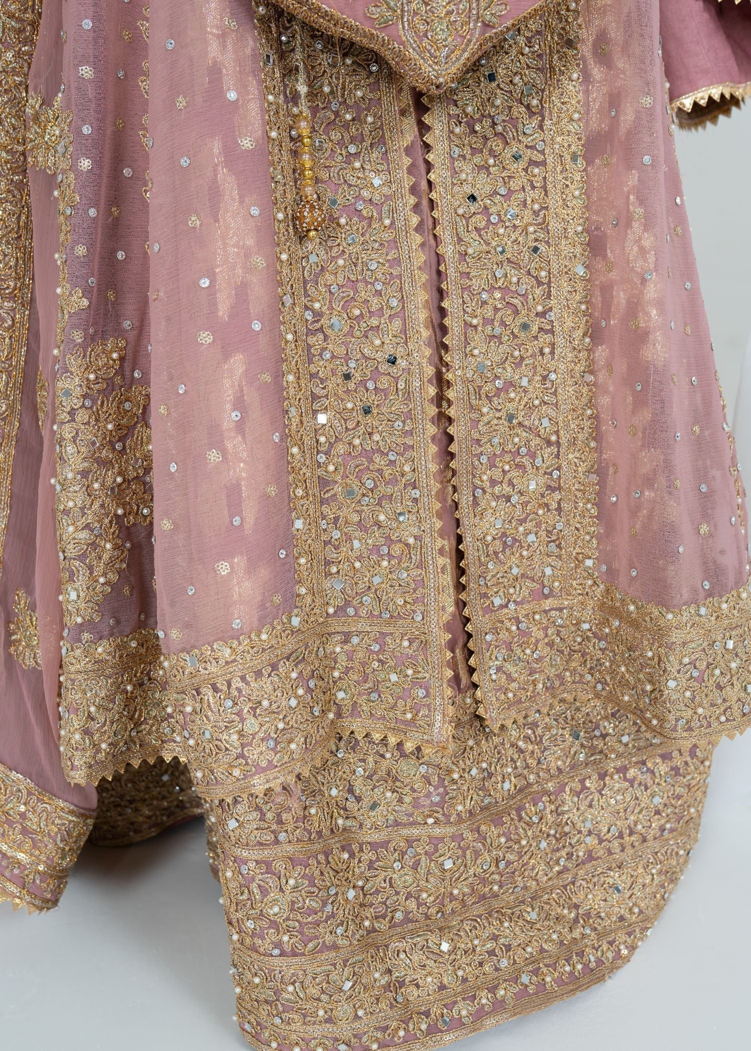 Embroidered Pink Chiffon Front Open Gown Online in Dubai UAE Abudhabi Ajman Sharjah