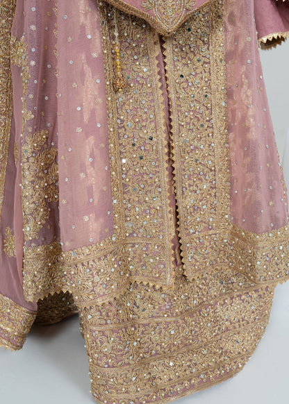Embroidered Pink Chiffon Front Open Gown Online in Dubai UAE Abudhabi Ajman Sharjah