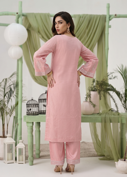 Embroidered Pink Chiffon Pakistani Suit Online in Dubai DXB UAE Abudhabi Meena Bazaar