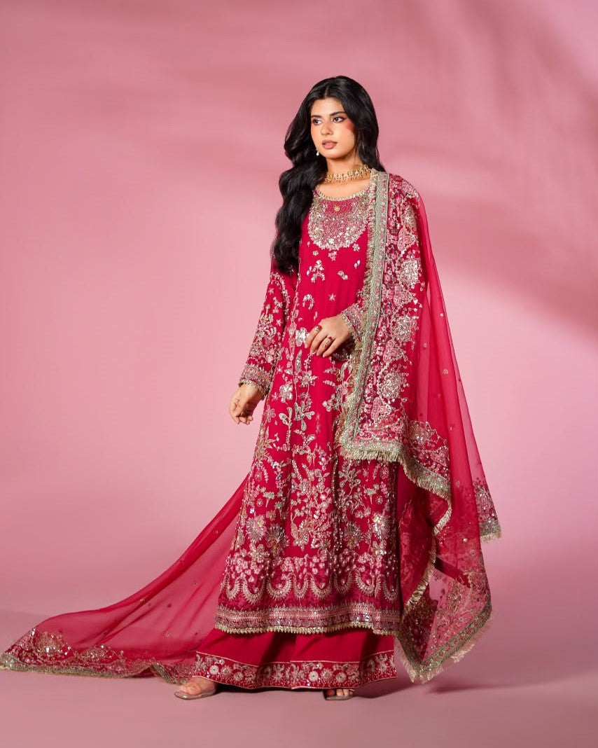 Embroidered Pink Chiffon Ready to Wear Suit Online in Dubai DXB UAE Abudhabi Meena Bazaar