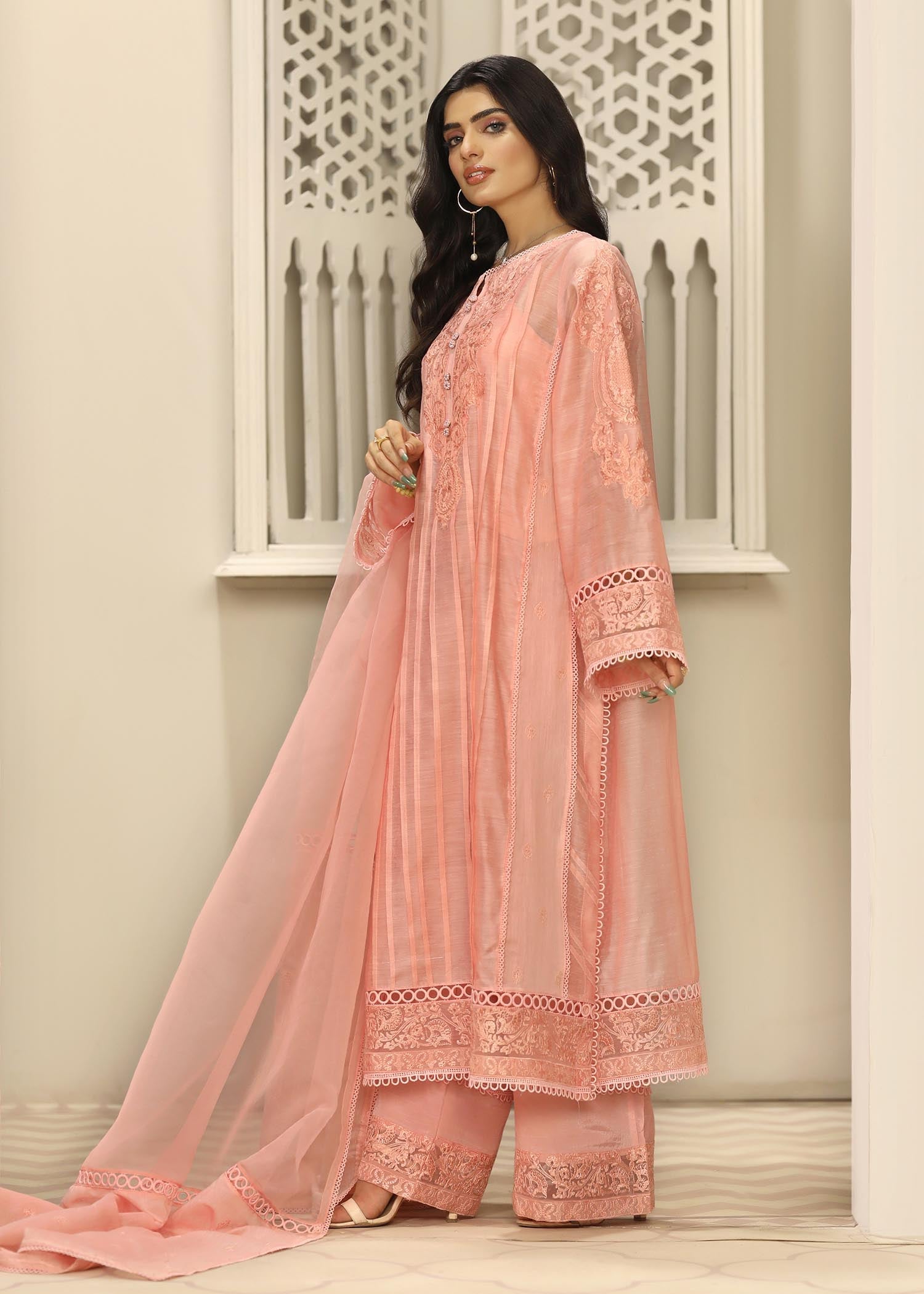 Embroidered Pink Cotton Pakistani Suit Online in Dubai DXB UAE Abudhabi Meena Bazaar