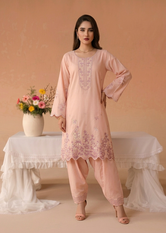 Embroidered Pink Lawn 3 Piece Suit Online in Dubai DXB UAE Abudhabi Meena Bazaar