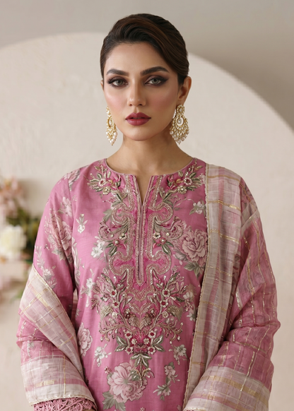 Embroidered Pink Lawn Suit Online in Dubai UAE Abudhabi Ajman Sharjah