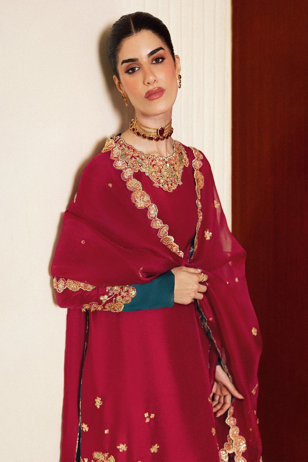 Embroidered Pink Silk Salwar Suit for Women Online in KSA Riyadh Saudi Arabia Oman Bahrain Qatar