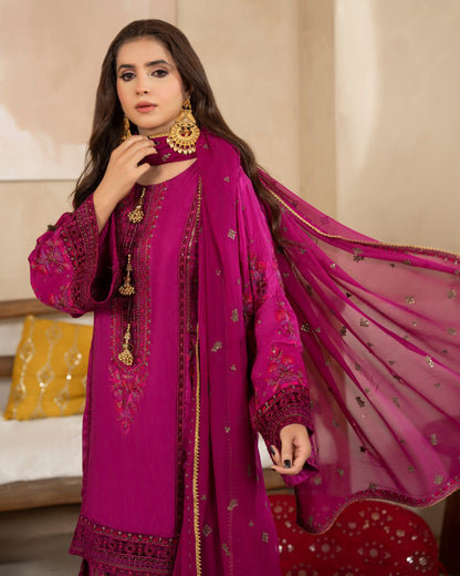 Embroidered Pink Tussar Silk Pakistani Designer Suit Online in Dubai DXB UAE Abudhabi Meena Bazaar