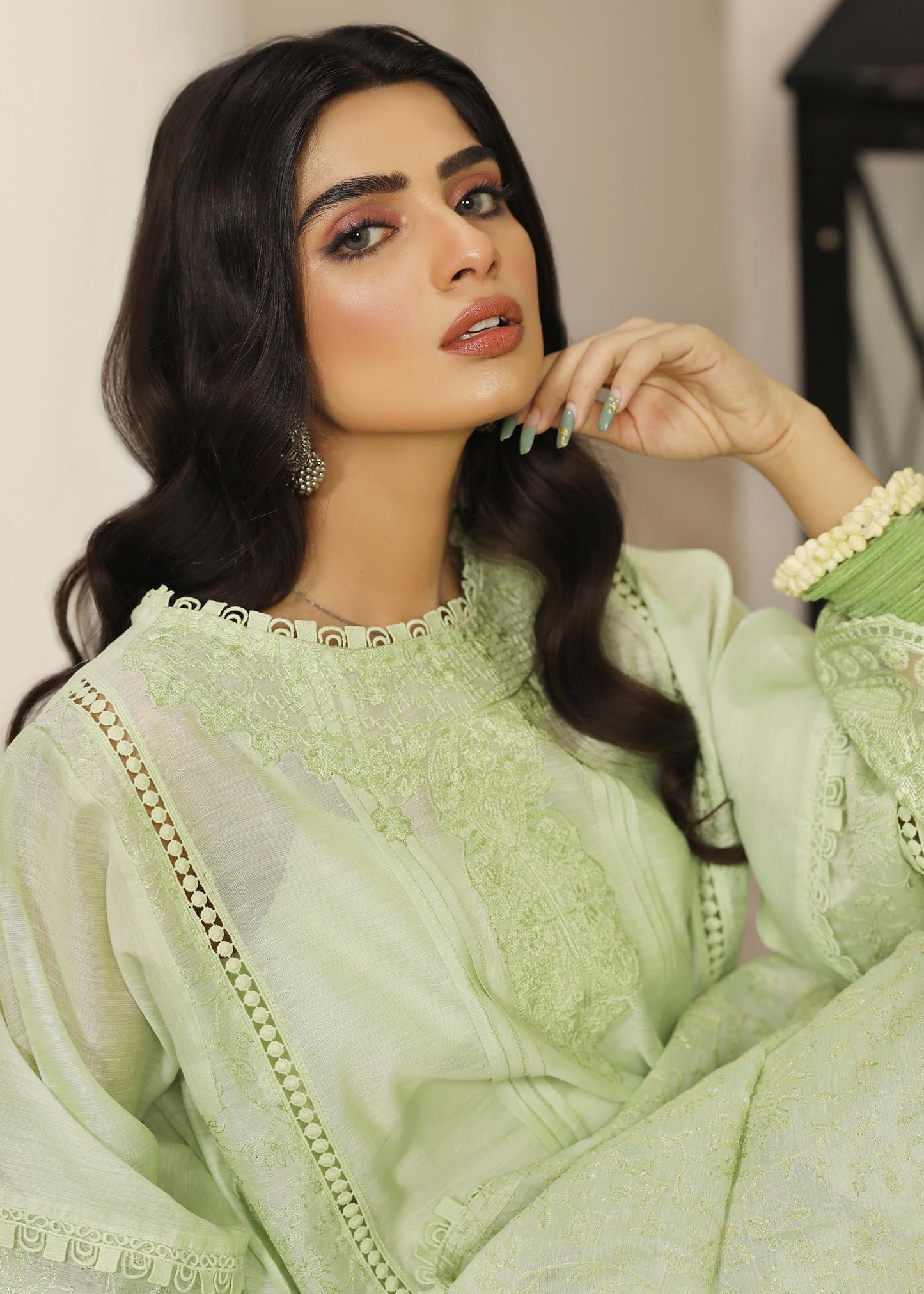 Embroidered Pistachio Green Cotton Salwar Kameez Online in KSA Riyadh Saudi Arabia Oman Bahrain Qatar