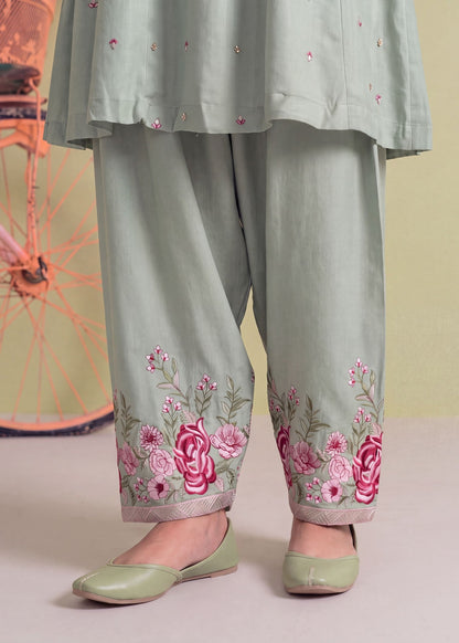 Embroidered Pistachio Green Dhanak Pakistani Suit Online in Dubai DXB UAE Abudhabi Meena Bazaar