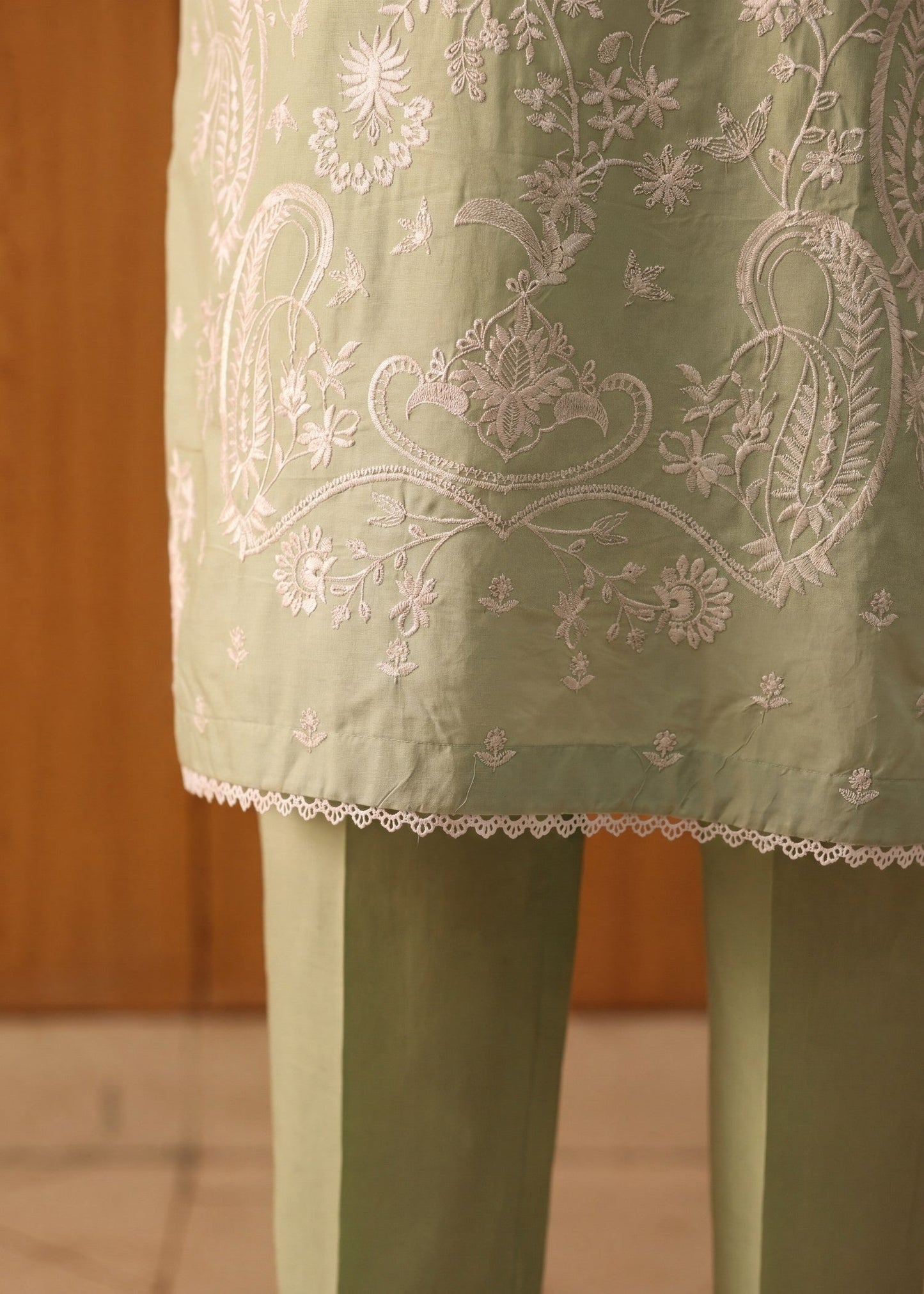 Embroidered Pistachio Green Kurta with Dupatta Online in Dubai DXB UAE Abudhabi Meena Bazaar