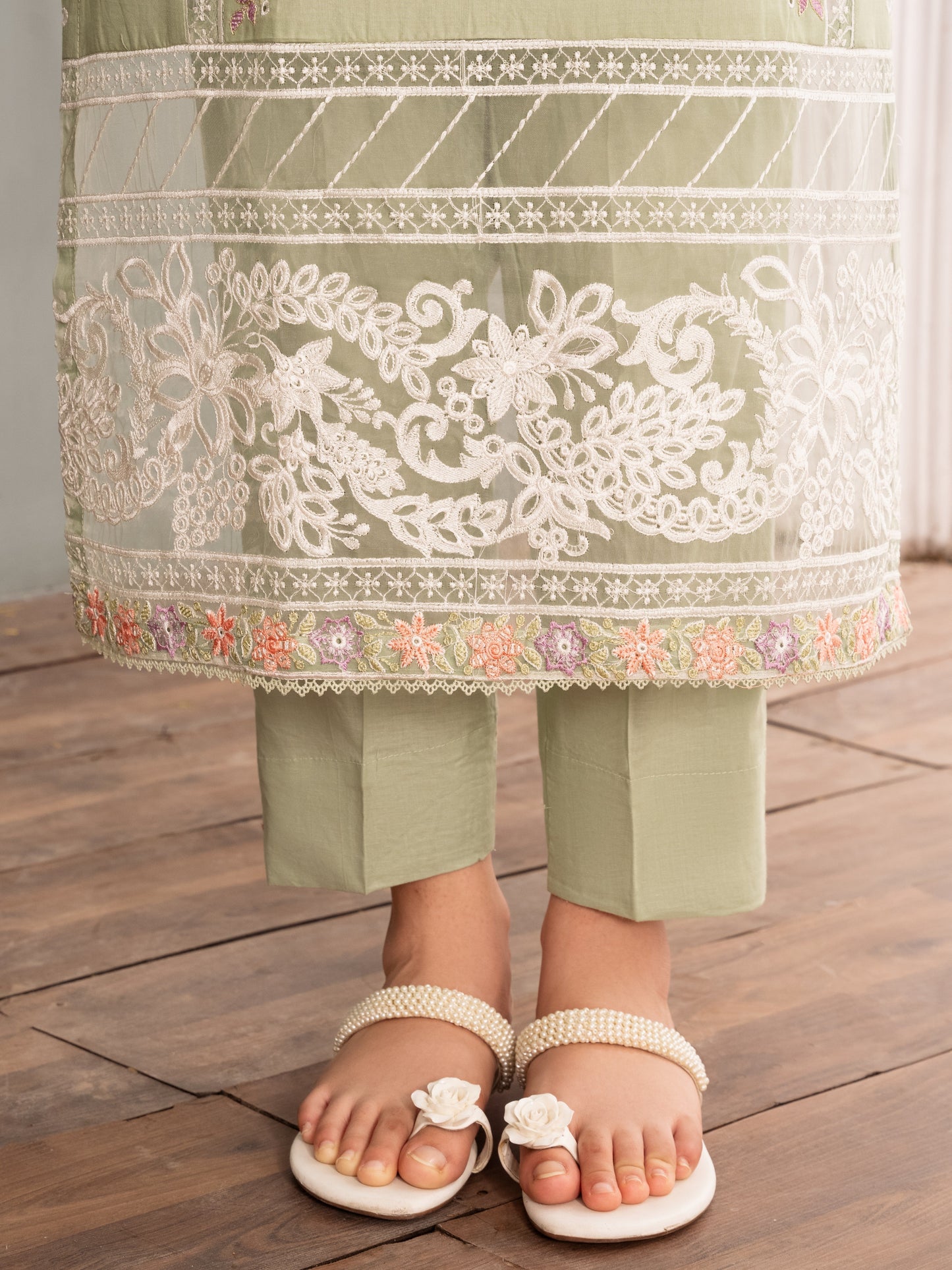 Embroidered Pistachio Lawn Party Wear Suit Online in UK USA Canada