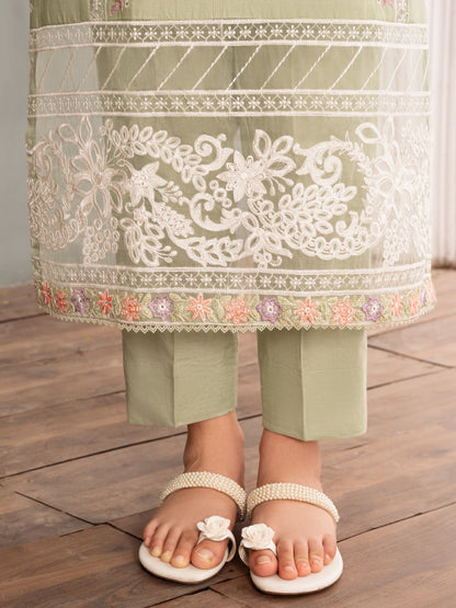 Embroidered Pistachio Lawn Party Wear Suit Online in UK USA Canada