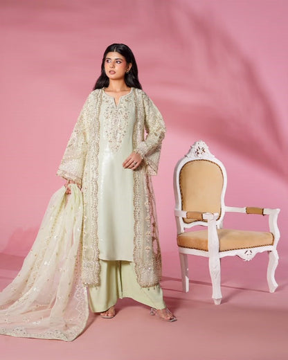 Embroidered Pistachio Organza Festive Wear Online in Dubai DXB UAE Abudhabi Meena Bazaar