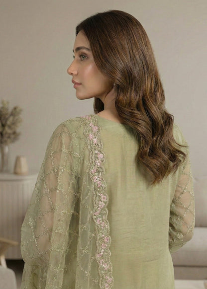 Embroidered Pistachio Organza Ladies Suit Online in Dubai UAE Abudhabi Ajman Sharjah