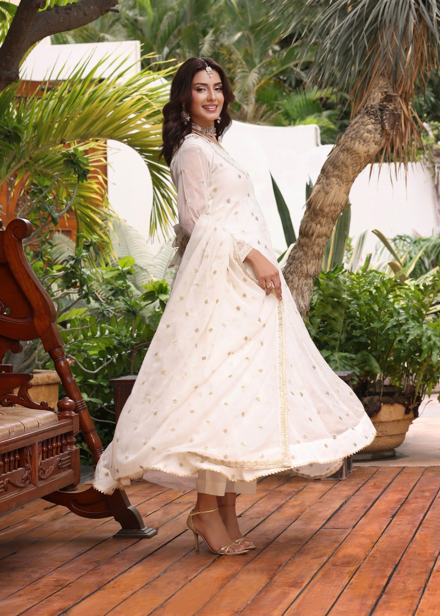Embroidered PK Chiffon Top with Crepe Trouser Online in Dubai UAE Abudhabi Ajman Sharjah