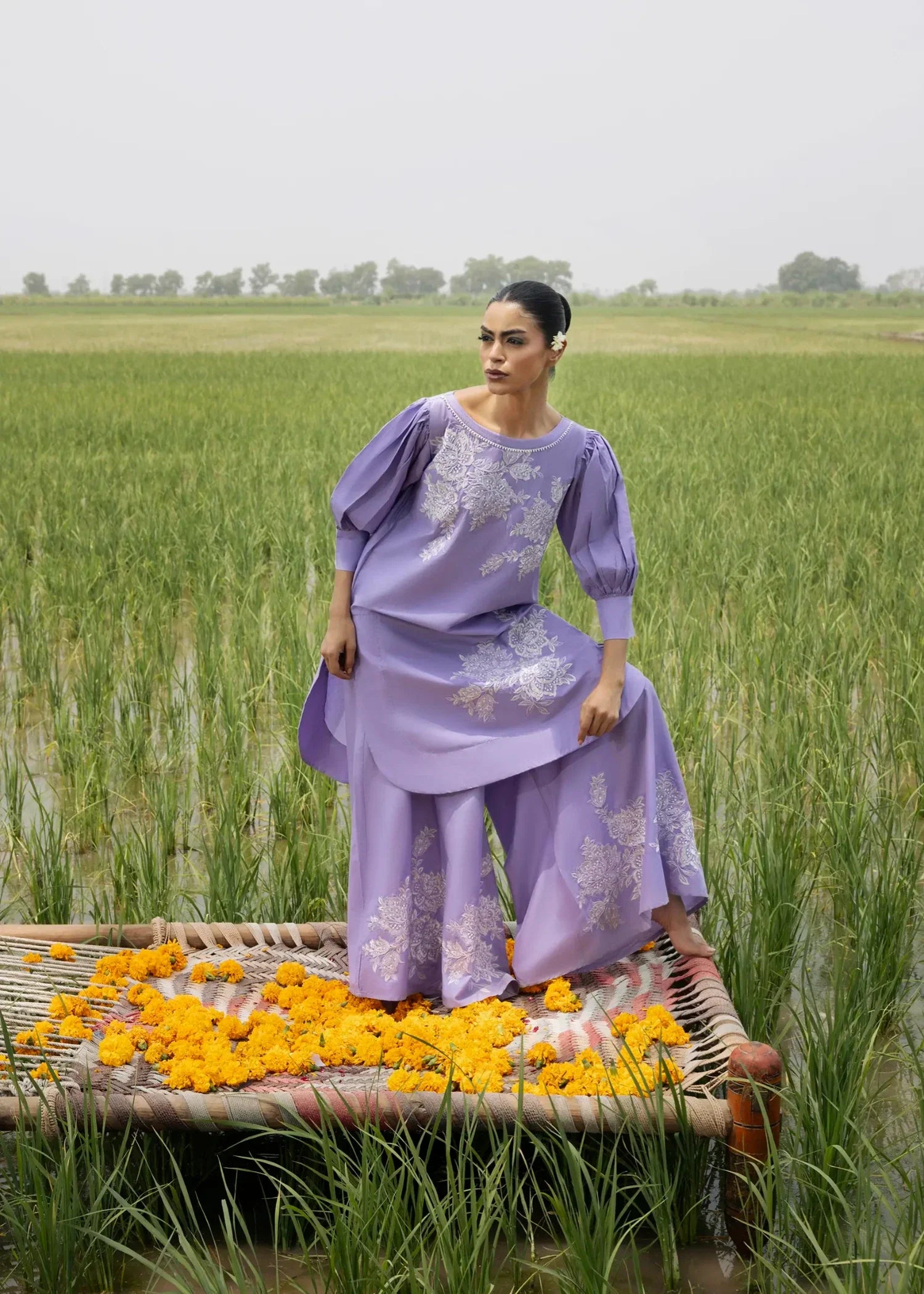 Embroidered Purple Ash Lawn Suit Online in Dubai DXB UAE Abudhabi Meena Bazaar