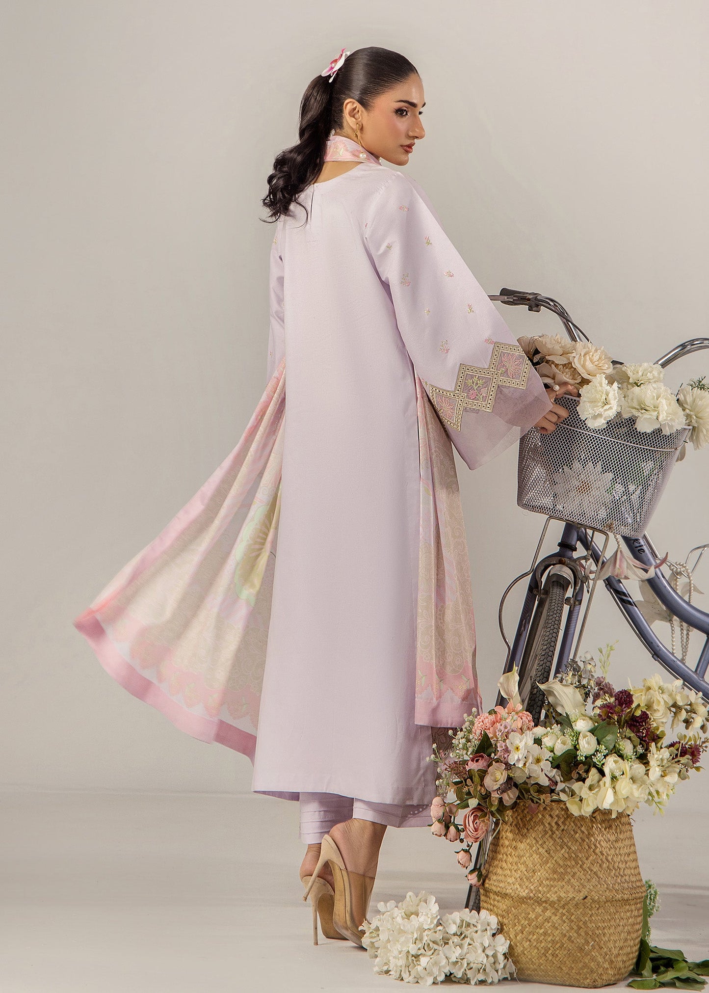 Embroidered Purple Ash Straight Trouser Suit Online in Dubai DXB UAE Abudhabi Meena Bazaar