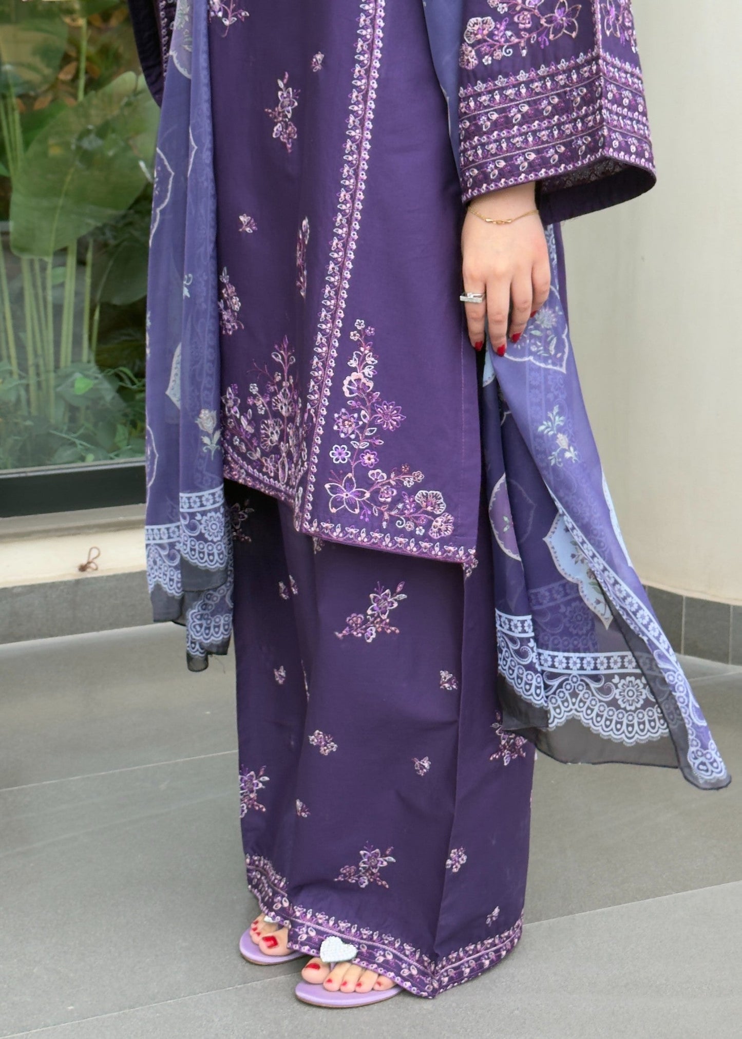 Embroidered Purple Cotton Pakistani Suit Online in Dubai UAE Abudhabi Ajman Sharjah
