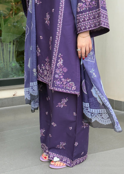 Embroidered Purple Cotton Pakistani Suit Online in Dubai UAE Abudhabi Ajman Sharjah