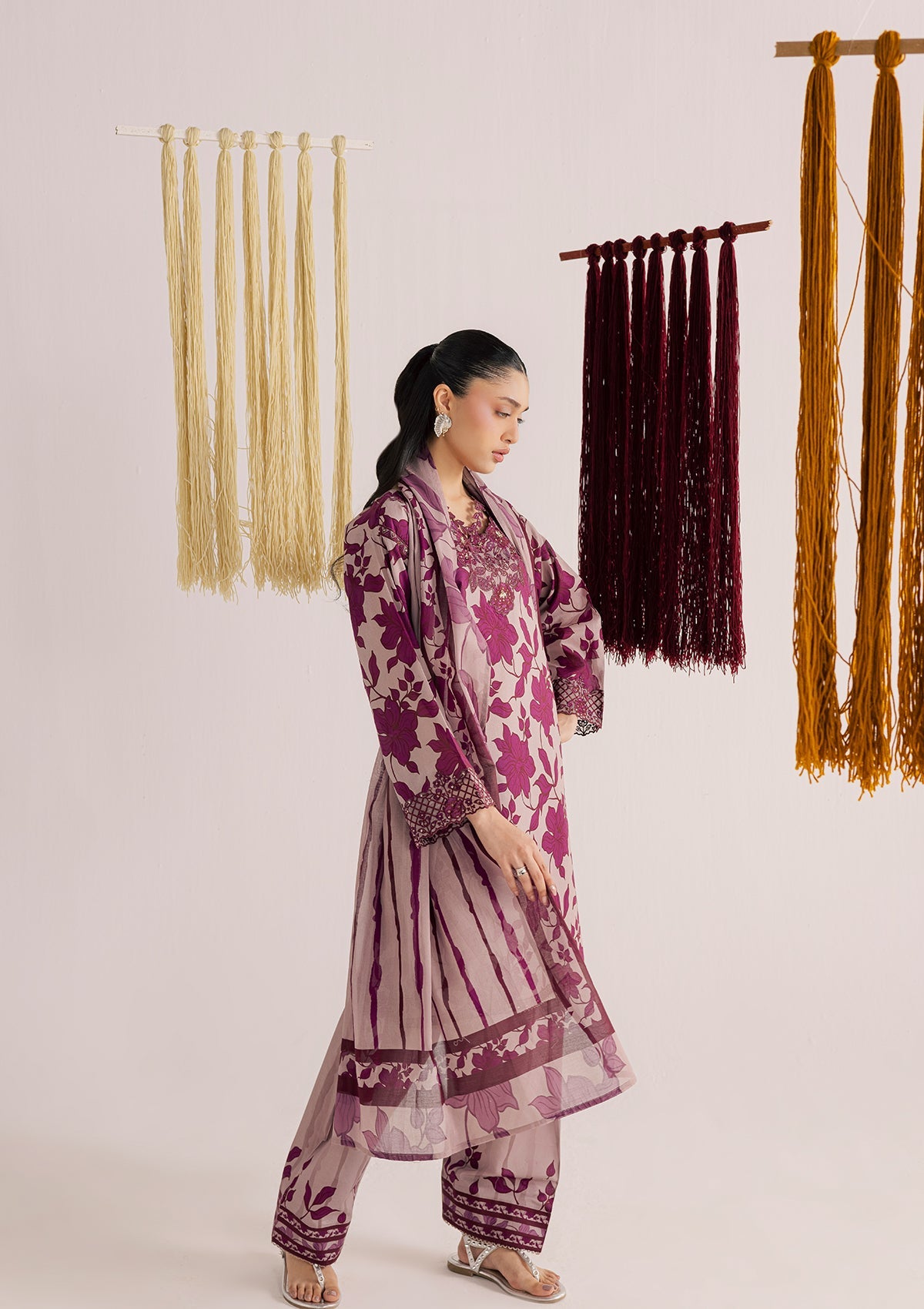 Embroidered Purple Lawn Kurta Set for Women Online in UK USA Canada