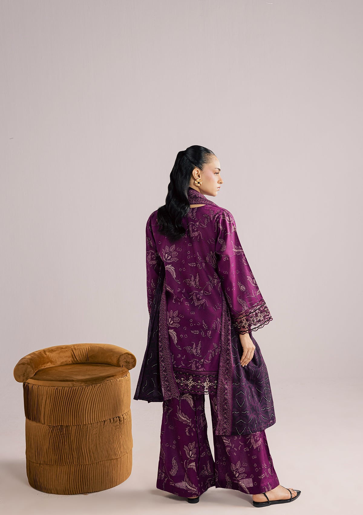 Embroidered Purple Lawn Kurta Suit Online in KSA Riyadh Saudi Arabia Oman Bahrain Qatar