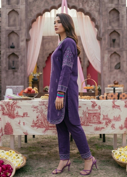 Embroidered Purple Lawn Party Wear Suit Online in Sri Lanka India Australia