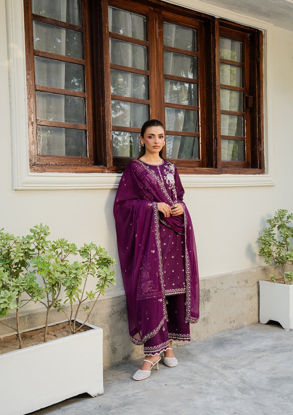 Embroidered Purple Lawn Suit for Women Online in Dubai UAE Abudhabi Ajman Sharjah