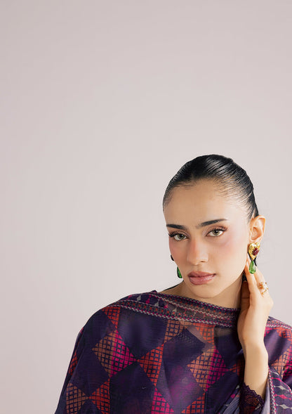 Embroidered Purple Lawn Suit with Straight Trouser Online in Sri Lanka India Australia
