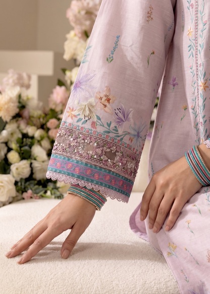 Embroidered Raw Silk Blush Pink Ladies Suit Online in Dubai UAE Abudhabi Ajman Sharjah