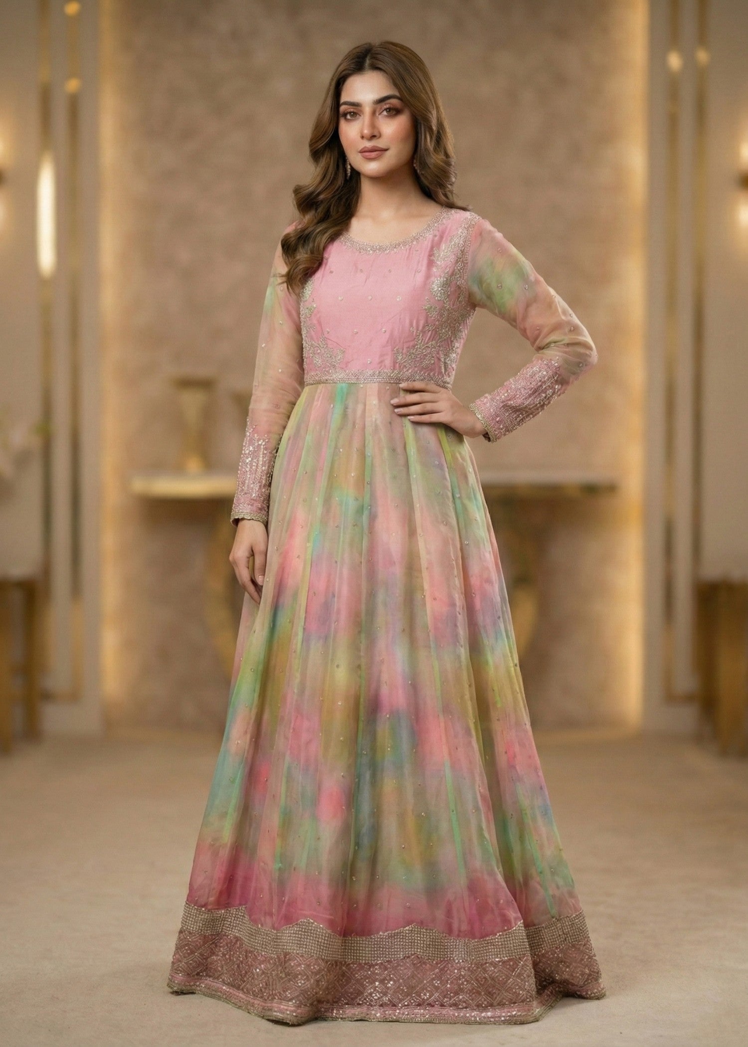 Embroidered Raw Silk Chiffon Party Wear Suit Online in Sri Lanka India Australia