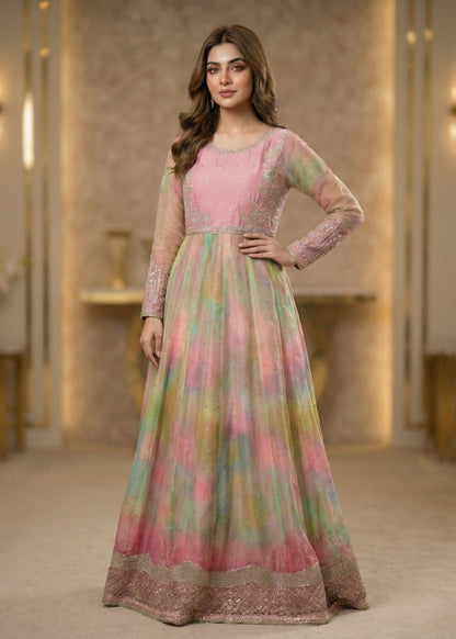Embroidered Raw Silk Chiffon Party Wear Suit Online in Sri Lanka India Australia