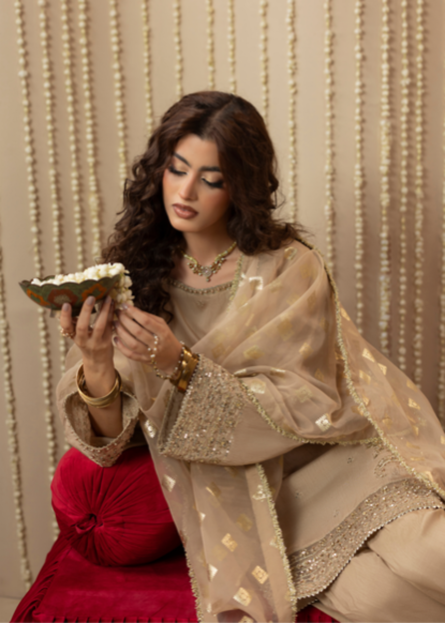 Embroidered Raw Silk Farshi Shalwar Ivory Suit Online in Dubai UAE Abudhabi Ajman Sharjah