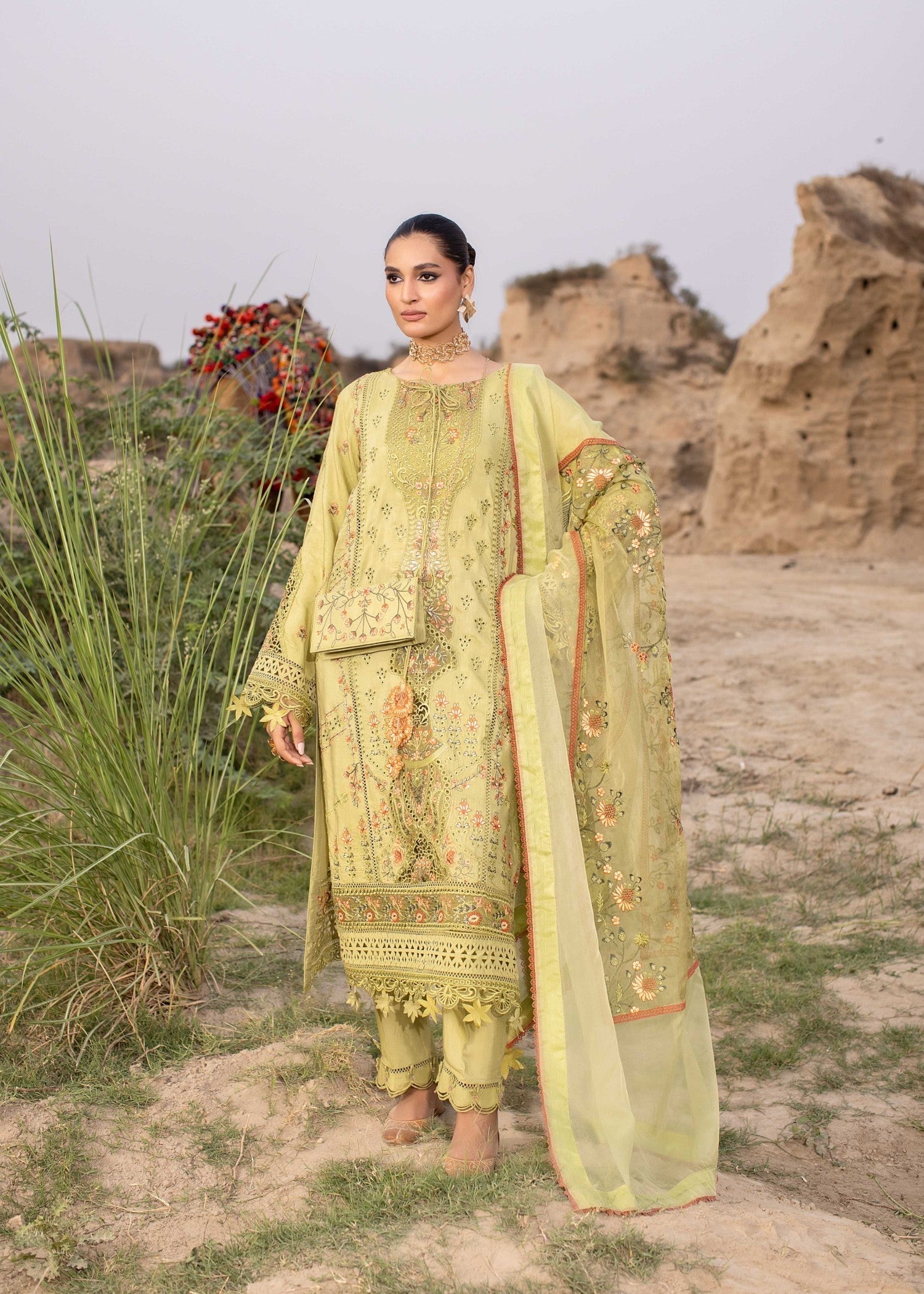 Embroidered Raw Silk Long Kurta Set Online in Dubai UAE Abudhabi Ajman Sharjah