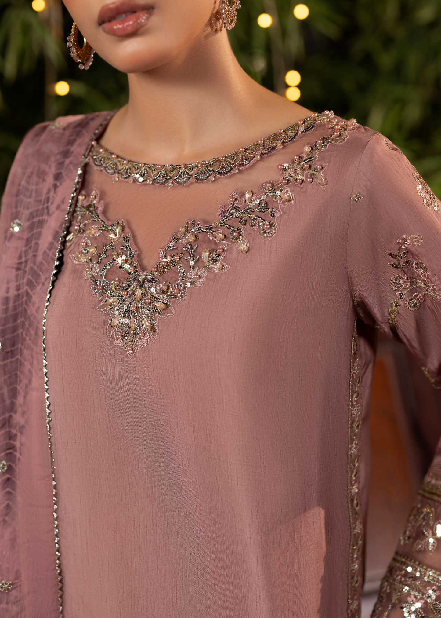 Embroidered Raw Silk Mauve Wedding Outfit Online in Dubai DXB UAE Abudhabi Meena Bazaar