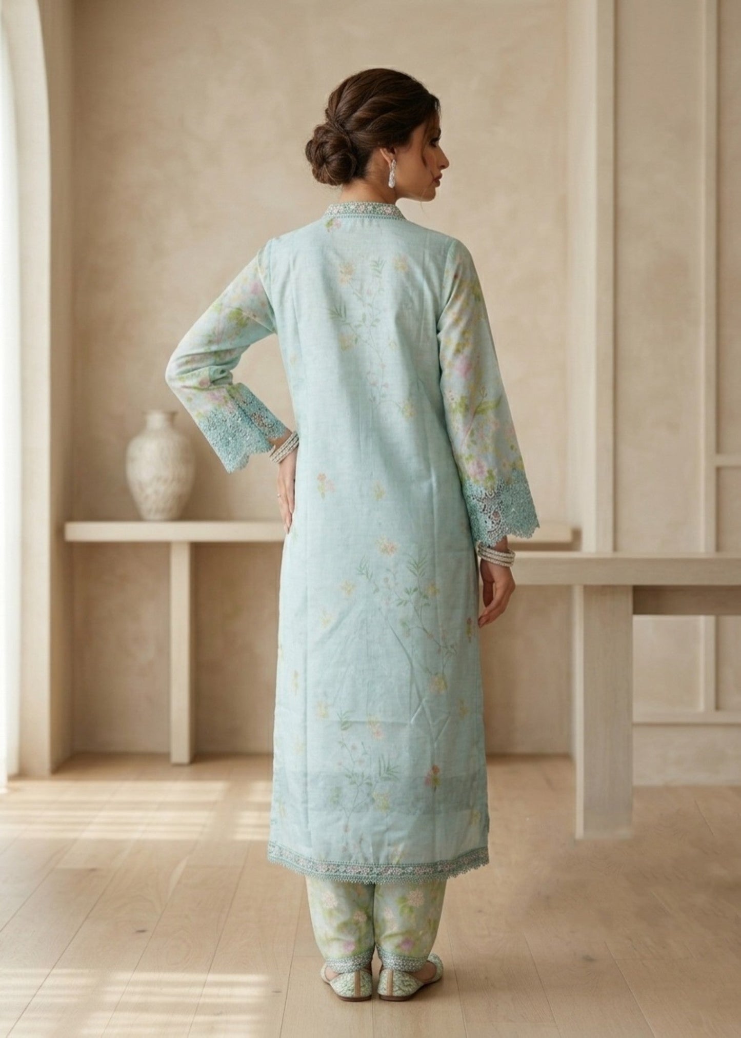 Embroidered Raw Silk Pakistani Suit Online in Dubai DXB UAE Abudhabi Meena Bazaar