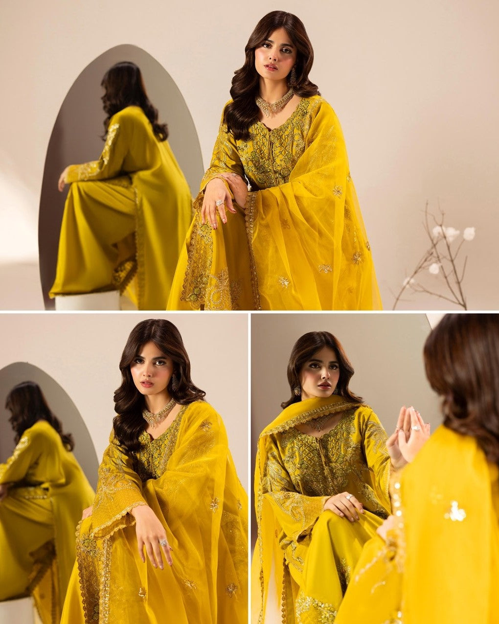 Embroidered Raw Silk Palazzo Suit Online in Sri Lanka India Australia