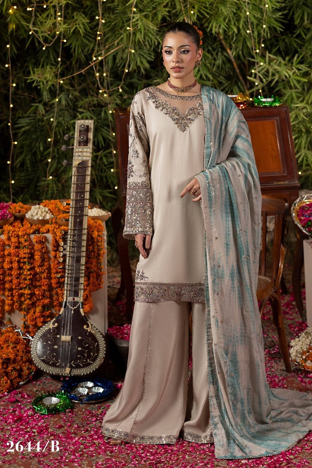 Embroidered Raw Silk Salwar Kameez Online in Dubai UAE Abudhabi Ajman Sharjah