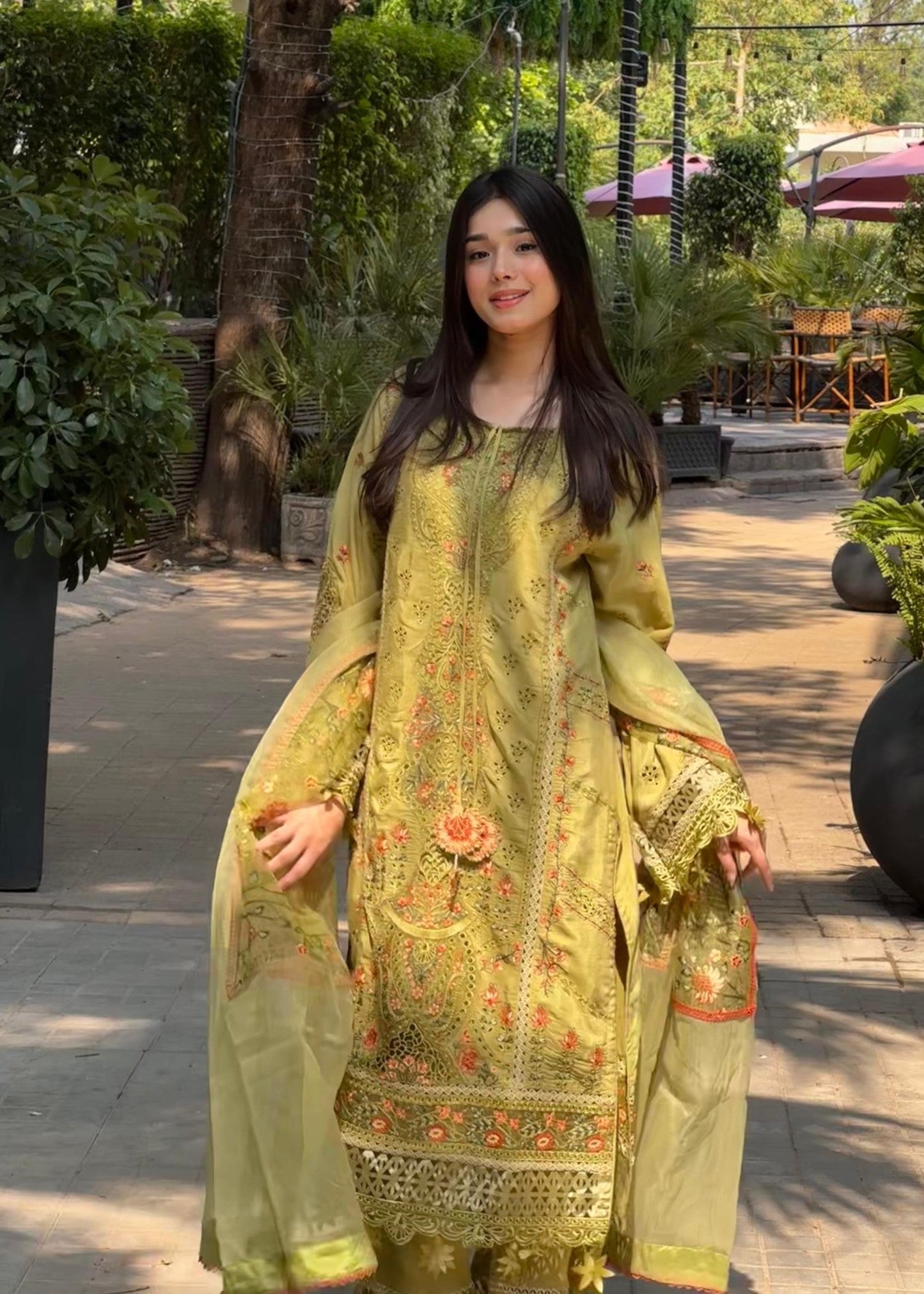Embroidered Raw Silk Straight Trouser Suit Online in KSA Riyadh Saudi Arabia Oman Bahrain Qatar