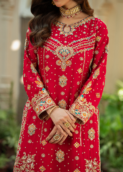 Embroidered Red Chiffon Pakistani Suit Online in Dubai UAE Abudhabi Ajman Sharjah