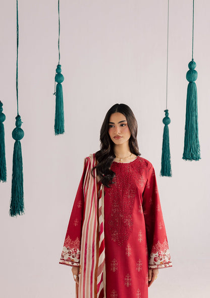 Embroidered Red Kurta with Straight Trouser Online in Dubai DXB UAE Abudhabi Meena Bazaar