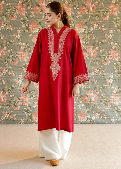 Embroidered Red Lawn Kurta Online in Sri Lanka India Australia