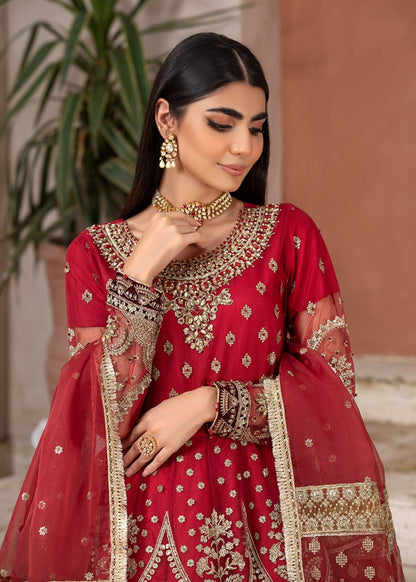 Embroidered Red Net Maxi Pakistani Outfit Online in Dubai DXB UAE Abudhabi Meena Bazaar