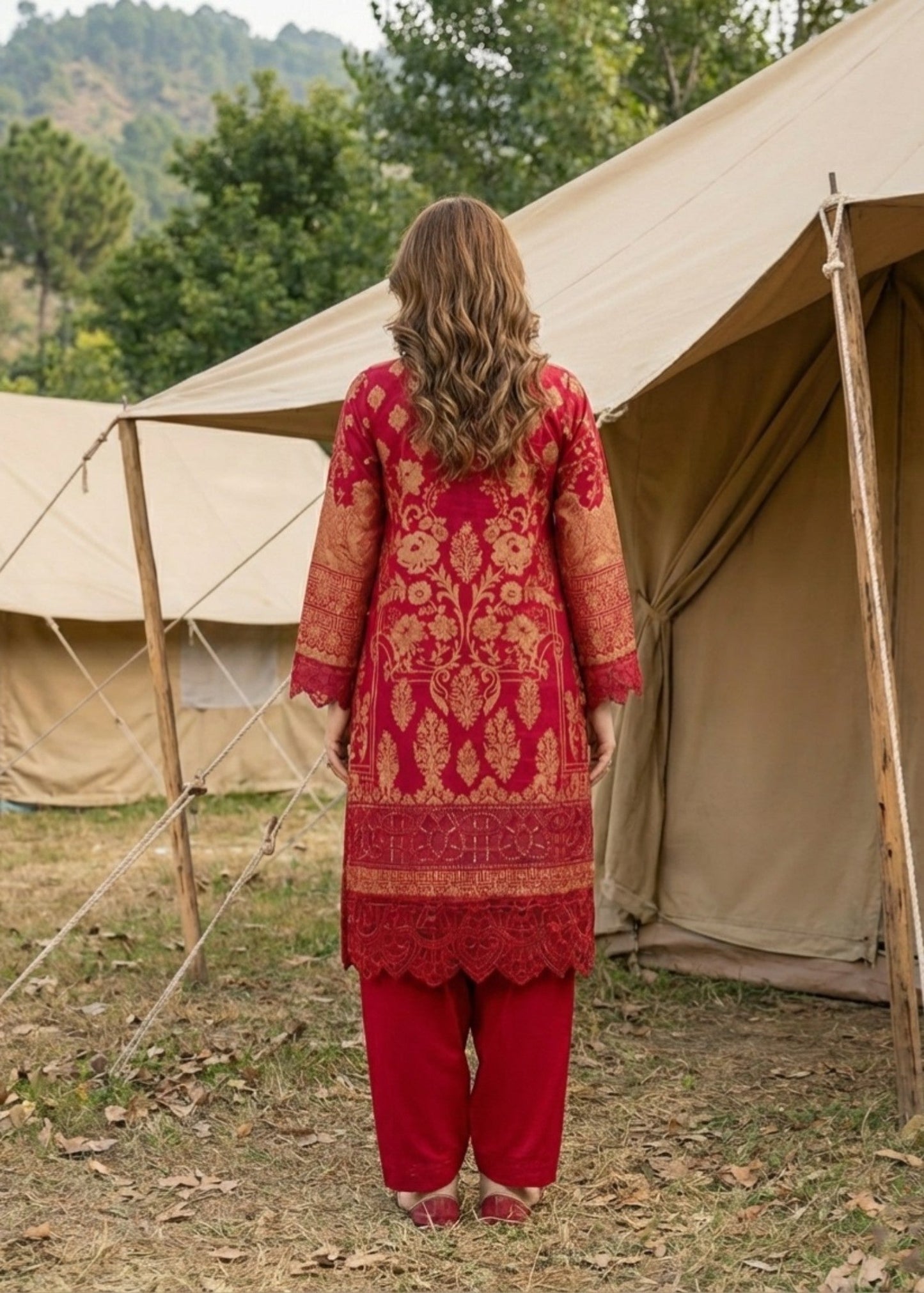 Embroidered Red Party Wear Salwar Suit Online in Dubai DXB UAE Abudhabi Meena Bazaar