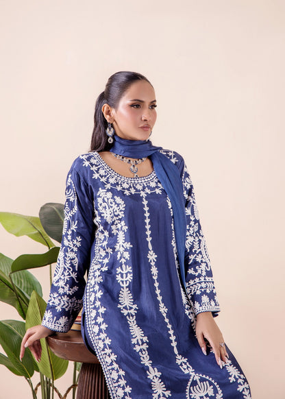Embroidered Royal Blue Silk Pakistani Designer Suit Online in Dubai UAE Abudhabi Ajman Sharjah