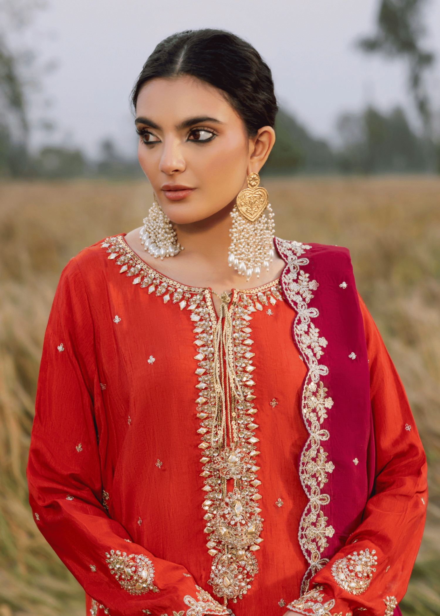 Embroidered Rust Orange Silk Salwar Suit for Women Online in Dubai UAE Abudhabi Ajman Sharjah