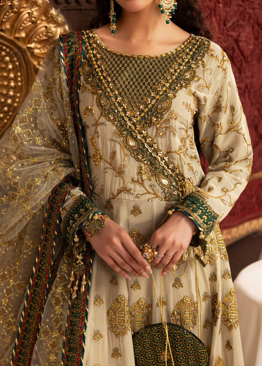Embroidered Sage Green Chiffon Wedding Suit Online in KSA Riyadh Saudi Arabia Oman Bahrain Qatar