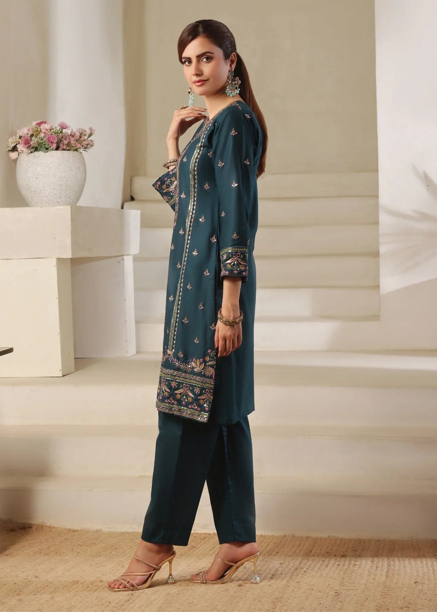 Embroidered Sea Green Lawn Salwar Kameez Online in KSA Riyadh Saudi Arabia Oman Bahrain Qatar