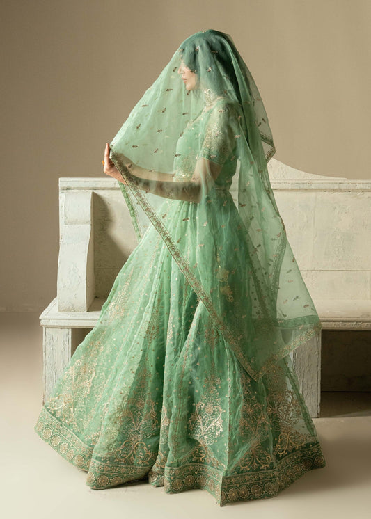 Embroidered Sea Green Organza Lehenga Choli Online in KSA Riyadh Saudi Arabia Oman Bahrain Qatar