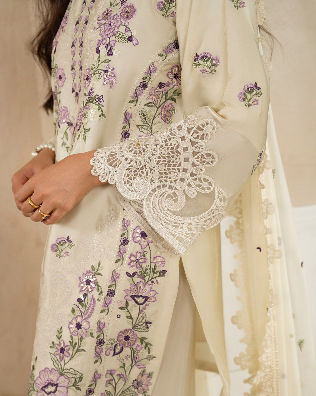 Embroidered Shamoz Silk Shalwar Kameez with Crinkle Chiffon Dupatta Online in Dubai DXB UAE Abudhabi Meena Bazaar