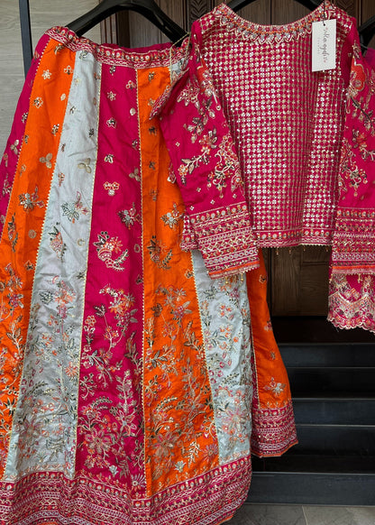 Embroidered Shocking Pink Lehenga Choli Potli Online in Sri Lanka India Australia